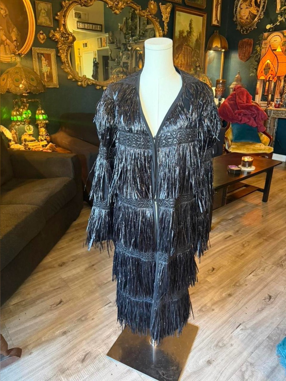 Milly Black Fringe Statement Cardigan | Size Small | Made in USA